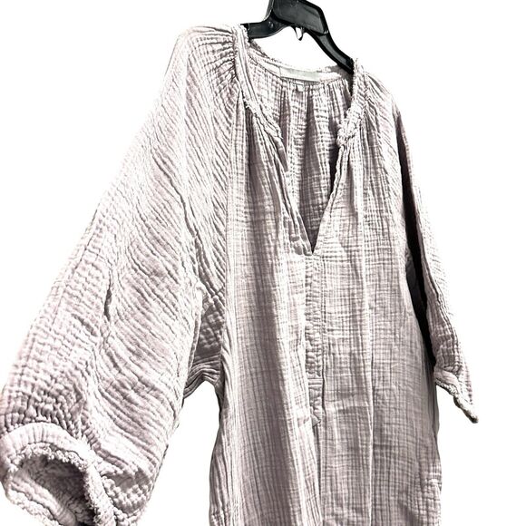 Ocean Main LA Maxi Kaftan Dress Double Gauze Raw Edge Dessert Amethyst M/L $260 - Picture 5 of 11